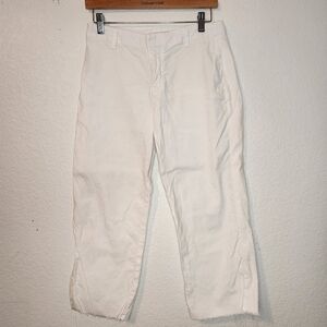Frank & Eileen Kinsale Cotton Linen White Cropped Pants, Size 6